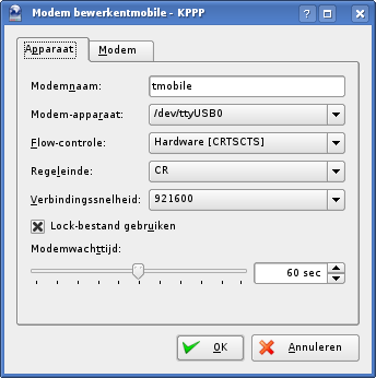 KPPP modem selecteren